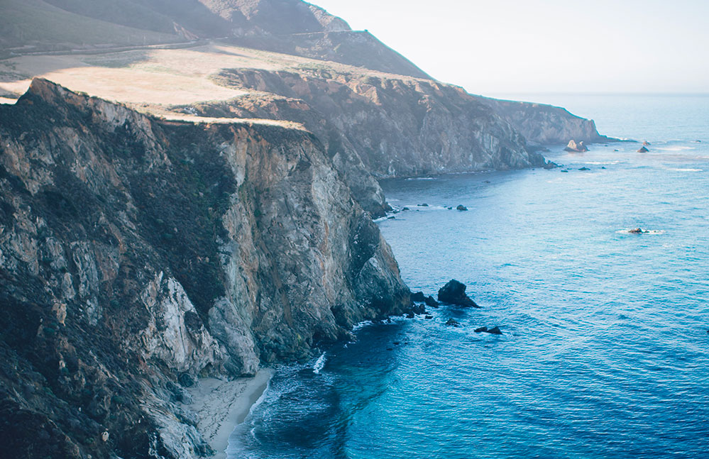 A quiet coastline and blue sea